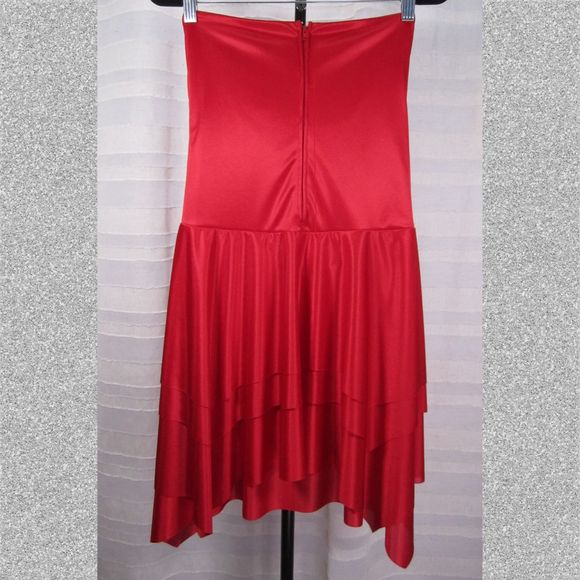 Near Vintage Blondie Nites Red Satin Strapless Cocktail Dress - 9 - Picture 2 of 7